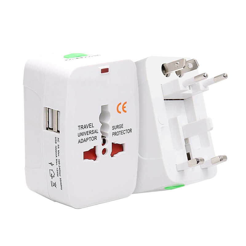 RRTRAVEL 931D Adattatore di alimentazione da viaggio in tutto il mondo, adattatore da viaggio universale Adattatore per spina di alimentazione CA con doppie porte USB per USA EU UK AUS Cell Phone Laptop Covers 150+ Paesi